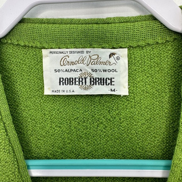 Vtg 60s Sweater Cardigan Mens M Alpaca Wool Kurt Cobain Arnold Palmer RARE Color - Picture 5 of 11